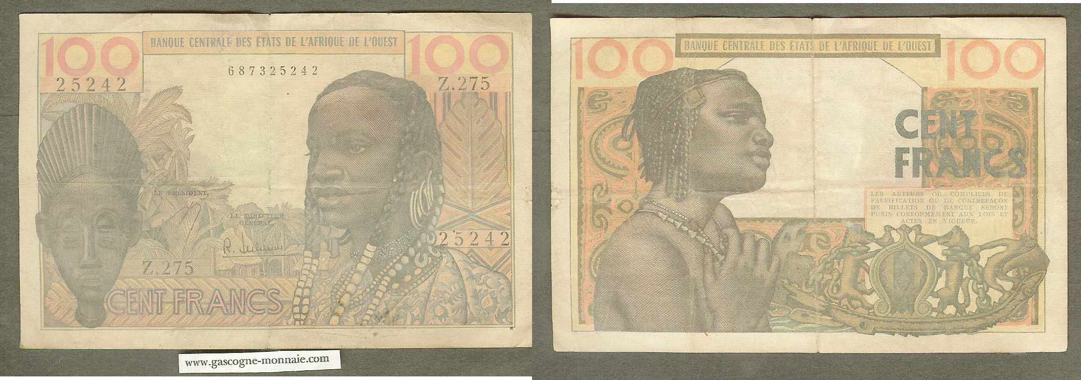 West African States 100 francs 1965 VF+